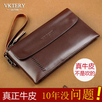 Handbags Mens Leather Hand bag Large Capacity Cowhide Handbags Long Wallet Business Leisure Handle Grab Small Bag