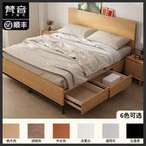 Sanskrit Nordic Japanese storage bed solid wood drawer bed single double bed 1 8 m bed simple bedroom small apartment