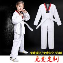Taekwondo uniforms summer short-sleeved custom childrens cotton thin students beginner taekwondo quick-dry summer Road Suit