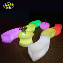 LED colorful luminous curved stool combination creative outdoor activity table and chair Bar loose table KTV coffee table Personalized furniture