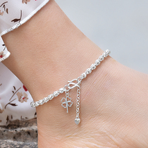 Silver bracelet female 999 sterling silver four leaf clover anklet love simple fashion sexy Net Red birthday gift for girlfriend