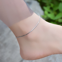 Silver anklet female 999 sterling silver bone chain simple personality Net red shaking sound sexy foot bare chain Japanese and Korean fashion jewelry