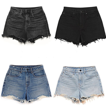 2021 summer hot pants womens new high waist hole wild trend black denim shorts womens casual wide leg pants