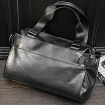 Hong Kong Leather Shoulder Bag shoulder bag Mens Bag Casual Large Capacity Fitness Bag Short Hand bag Travel Bag