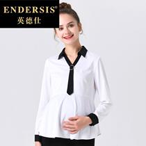Business Gestational Woman Clothing Autumn Clothing Pregnant Women Shirts Long-sleeve Career Tooling Interview Linings OL White Blouse DM0403