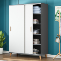 Simple wardrobe Modern simple household bedroom hanging wardrobe sub-rental room with sliding door economical solid wood wardrobe