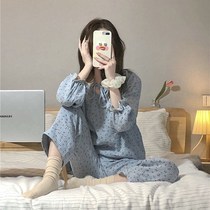 Home clothing female spring sweet floral loose casual pajamas set can be worn outside student comfort pajamas two sets