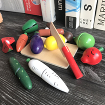 Velcro fruit and vegetable Chile children Girl wooden vegetable set simulation wooden toy cut