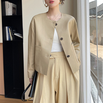 Haining leather clothes 2023 Spring and Autumn New Leather Sheep - skin Short - Line Casual Jacket Cover