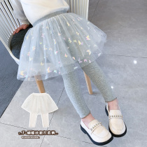 Girls dress pants fake two 2022 new spring dress children girl outside wearing underpants to wear the spring and autumn baby foreign air