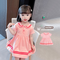 Girls cotton doll collar polo skirt summer children foreign summer short sleeve summer dress baby skirt children tide
