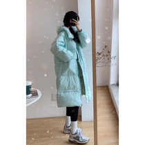 Pregnant womens long knee autumn and winter down jacket warm coat during pregnancy thick bread wear winter coat