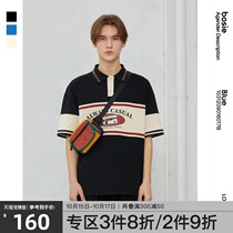 bosie Blue2021 summer new short sleeve polo shirt men couple college style stitching loose