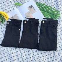 Baise Spring Autumn New Pant Pants Black Beat Bottom Pants Woman Outside Wearing High Waist Display Slim and thin footed pants slim down to no silk