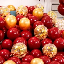 Birthday Balloon Decoration Festive China Wind Arrest Week Arrangement Birthday Dinner baby Thickened Explosion Protection Double Layer Red Loving