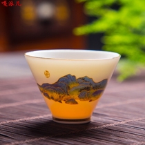 Han black tea cup owner Cup Single Cup Dehui sheep Jade kung fu tea set Tea Cup household white porcelain tea cup ceramics