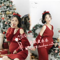 785 pregnant photo clothing Red book New Year theme art pregnant mother photo autumn winter knitted sweater pregnant mother photo skirt