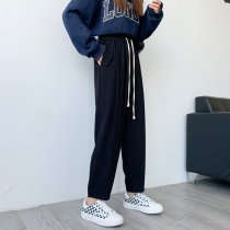 Radish Pants Woman Spring New Loose big code Fat mm Fried Street Display Slim Straight Up Grey Broadleg 200 Catty Kharen Pants