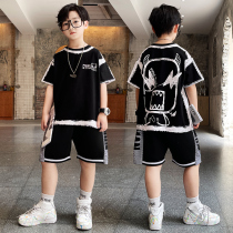 Boys summer clothing suit 2022 new childrens shipping move CUHK child summer slim fit short sleeve handsome gas summer wave