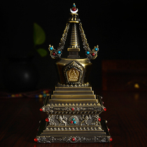 Buddhist Dharma Articles Tibetan Bodhi Pagoda Relic Pagoda Ancient Cyan Height About 18cm