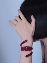 Sword blue leather goods niche design choker collar bracelet hand dyed red leather eye jewelry