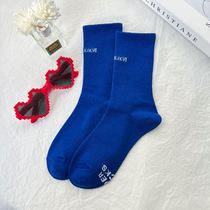 Klein blue socks womens stockings autumn and winter couples Big c letter stockings with shark pants cotton socks ins