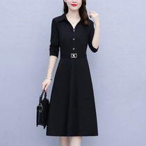 Big code Black Dress Dress 2022 Spring Dress New womens Middle-aged Mom Ocean Gas Minus age Trendy Dress Summer
