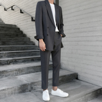 (two-piece suit)2021 autumn new casual suit mens Korean version of the trend suit trousers British style suit