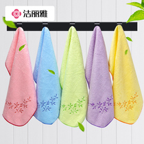 5 pieces of Jielia bamboo pulp fiber towel adult children wash face square towel bamboo charcoal soft household baby towel