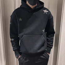 Spring and Autumn Hooded Wear Fashion Personality Gypsophila Casual Sweatshirt Korean version of the ruffian handsome men's bottoming shirt coat