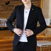  Rich bird spring and autumn suit jacket mens Korean version of the trend slim-fitting handsome small suit mens casual plaid single west