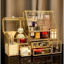 Net celebrity glass cosmetics storage box dust-proof household desktop large-capacity skin care products shelf lipstick finishing box