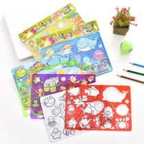 Drawing template ruler set for primary school students diy cartoon hollow drawing multifunctional childrens lace ruler stationery