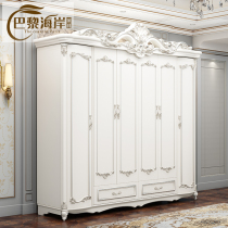 European style pastoral wardrobe European bedroom solid wood assembly wardrobe French four five six door Ivory White storage wardrobe