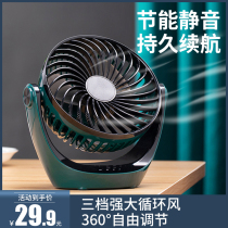USB small fan Mini ultra-quiet rechargeable student dormitory silent big wind fashion small electric fan Small home desktop office desktop desk portable bed bed head Car