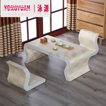 Tatami coffee table Bamboo bay window table and chair Low floor Kang table Japanese Balcony Bay window Computer table Japanese tea table Woven straw