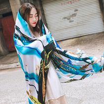 Retro ethnic style sunscreen beach towel printed cotton linen scarf women long scarf shawl seaside travel holiday