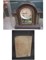 Tianjin public-private joint watch Public-private joint elephant ball brand table clock Landscape glass Oil painting Four-column copper edge