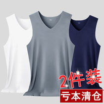  (Ice silk incognito large size optional)Mens ice silk vest sleeveless t-shirt short-sleeved mens summer wear sports