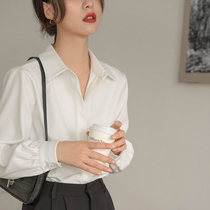 Professional dress long sleeve chiffon white shirt female design sense minority temperament commuter autumn shirt French top OL