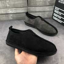 Winter plus velvet new lazy shoes soft bottom foot flat shoes Chinese style fisherman shoes fast hand with tide men's shoes