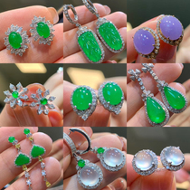 18K Green Jade gourd earrings Emperor green water drop earrings egg face earrings earrings earrings earrings ear hooks