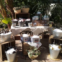 Hotel restaurant Iron bucket Iron bucket Small iron bucket Pastoral fleshy large flower iron fleshy flower pot Galvanized iron bucket