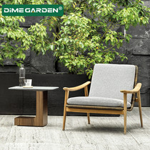 Rattan chair sofa balcony casual small coffee table Nordic teak outdoor courtyard furniture rainproof sunscreen lazy back