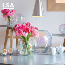 British LSA Pearl rainbow teardrop glass vase Nordic transparent gradient flower arrangement living room