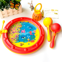 Childrens music enlightenment teaching aids Baby sand hammer red wave drum Orff musical instrument Jinbao early education baby toy
