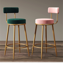 Nordic bar chair Light luxury household front desk gold bar stool Modern simple high chair bar chair backrest bar stool