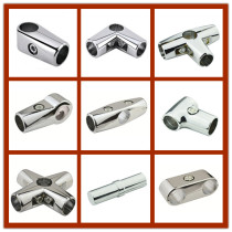 25 32mm Clothes clothes accessories Two-way round pipe connecting piece stainless steel pipe connecting piece shelf accessory connecting head