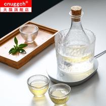 Japanese glass wine set set hammer eye wine cup Hulk small wine bottle clear wine jar thermostat hot wine pot warm wine Ware