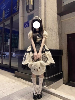 taobao agent Cute dress for princess, puff sleeves, Lolita style